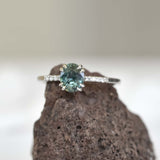 Oval Yellowish Blue & Green Sapphire Ring