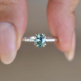 Oval Yellowish Blue & Green Sapphire Ring