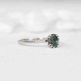 Oval Yellowish Blue & Green Sapphire Ring