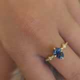 Deep Blue Oval Boho Sapphire Ring