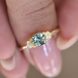 0.8C Blueish Green Hexagon Sapphire Ring