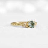 0.8C Blueish Green Hexagon Sapphire Ring