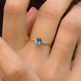 Light Blue Oval Teal Sapphire Ring