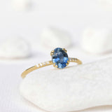 Light Blue Oval Teal Sapphire Ring