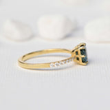 Emerald Blue & Green Teal Sapphire Solitaire Ring