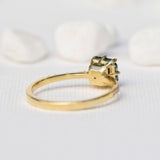 Emerald Blue & Green Teal Sapphire Solitaire Ring