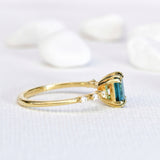 Distance Greenish Blue Emerald Tourmaline Ring