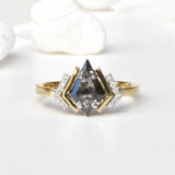 Salt and Pepper Kite Diamond Engagement Ring
