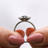 Special Halo Deep Blue Oval Spinel Ring