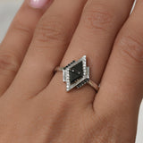 Kite Black Diamond Triangles Ring