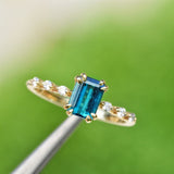 Distance Greenish Blue Emerald Tourmaline Ring