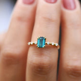 Distance Greenish Blue Emerald Tourmaline Ring