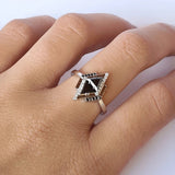 Kite Black Diamond Triangles Ring