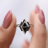 Kite Black Diamond Triangles Ring