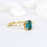 Distance Greenish Blue Emerald Tourmaline Ring