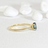 Light Blue Oval Teal Sapphire Ring