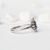 Special Halo Deep Blue Oval Spinel Ring