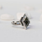 Kite Black Diamond Triangles Ring