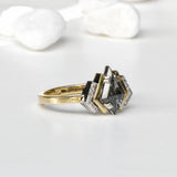 Salt and Pepper Kite Diamond Engagement Ring