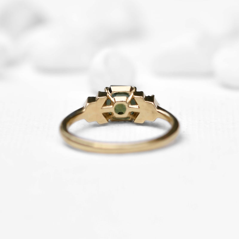 1.4C Green Hexagon Sapphire Ring