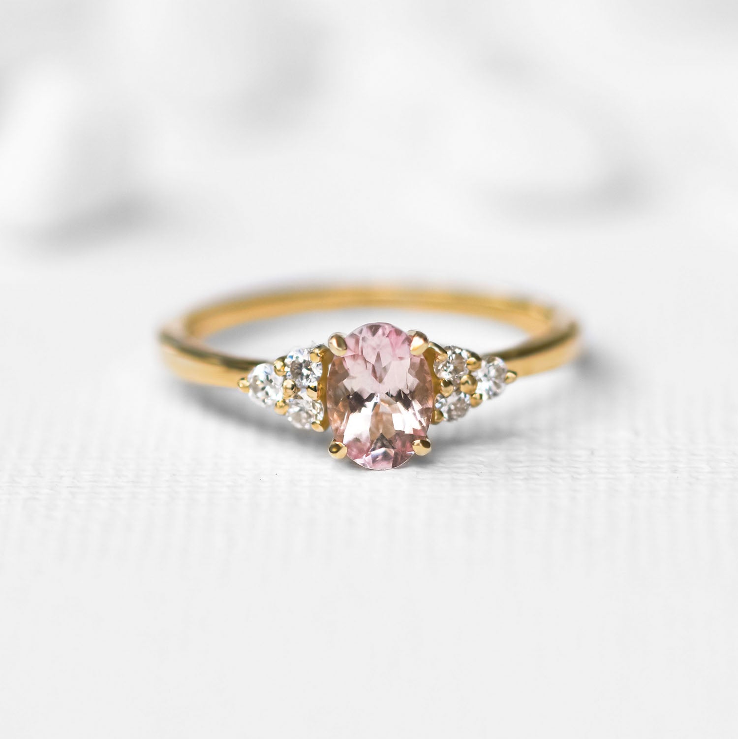 Oval Pink Morganite Cluster Setting Ring