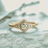 Golden Halo Boho Diamond Engagement Ring