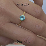 Madagascar Blue & Green Solitaire Sapphire Ring
