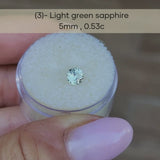 Round Yellowish Green Solitaire Sapphire Ring