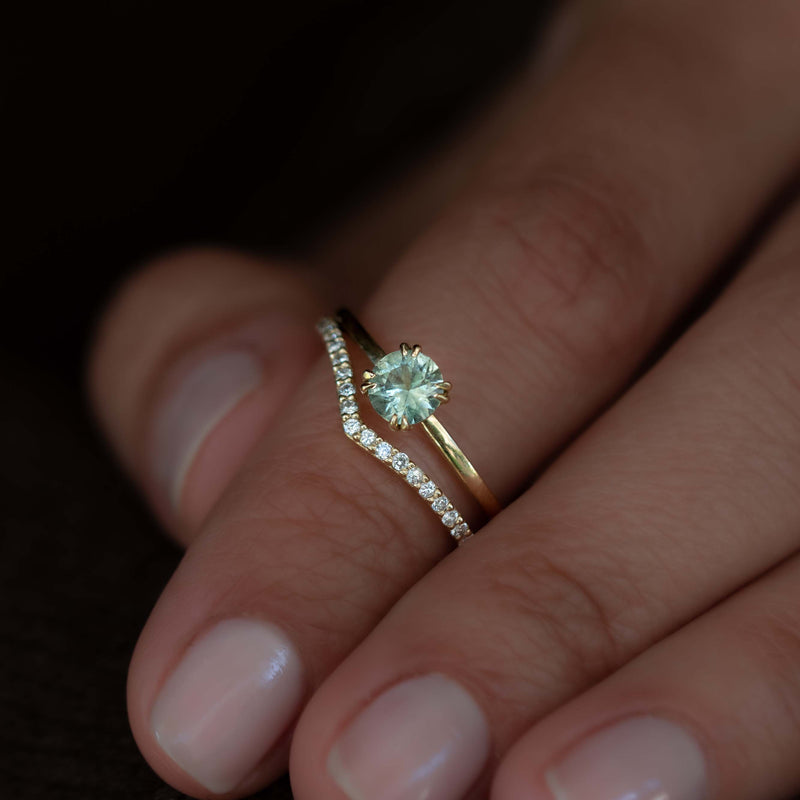 Round Light Green Solitaire Sapphire Ring