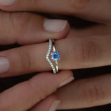 Round Light Blue Solitaire Sapphire Ring