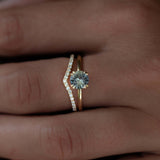 Madagascar Blue & Green Solitaire Sapphire Ring
