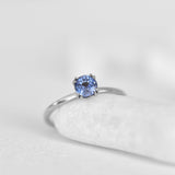 Round Light Blue Solitaire Sapphire Ring