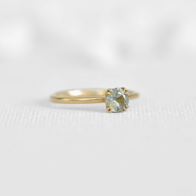 Round Light Green Solitaire Sapphire Ring