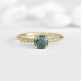 Round Bluish Green Sapphire Ring