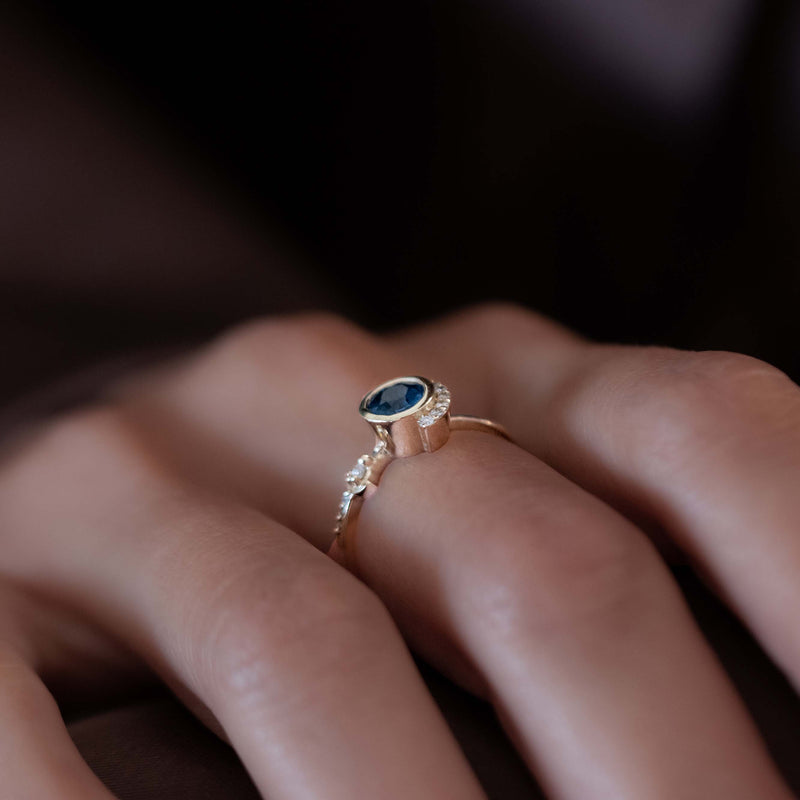 Blue & Green Teal Sapphire Boho Ring