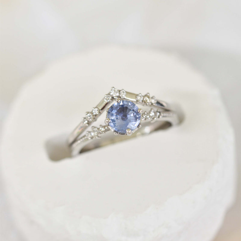 Pastel Blue Sapphire Solitaire Engagement Ring In 14k White Gold