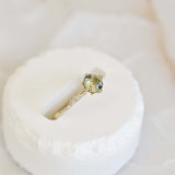 Round Yellowish Green Solitaire Sapphire Ring