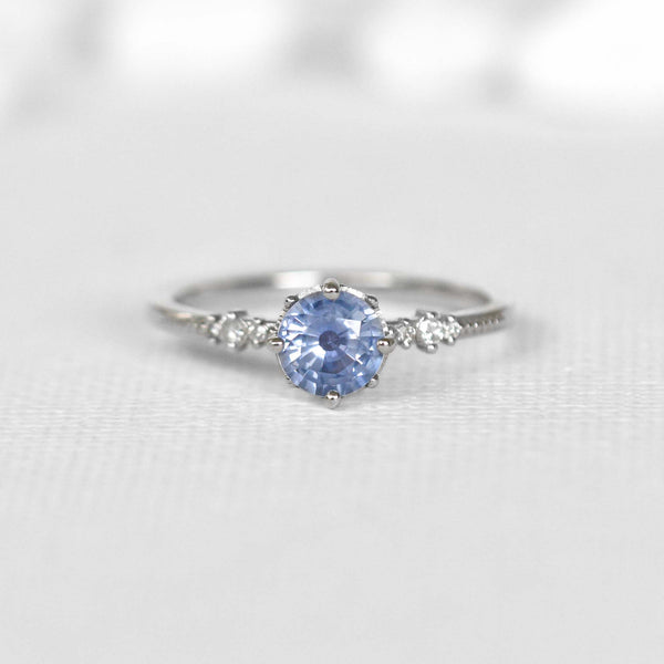 2 Carat Light Blue Sapphire Engagement Ring, Vintage Inspired White Gold  Diamond Filigree Ring With Milgrain Bezel - Etsy Israel