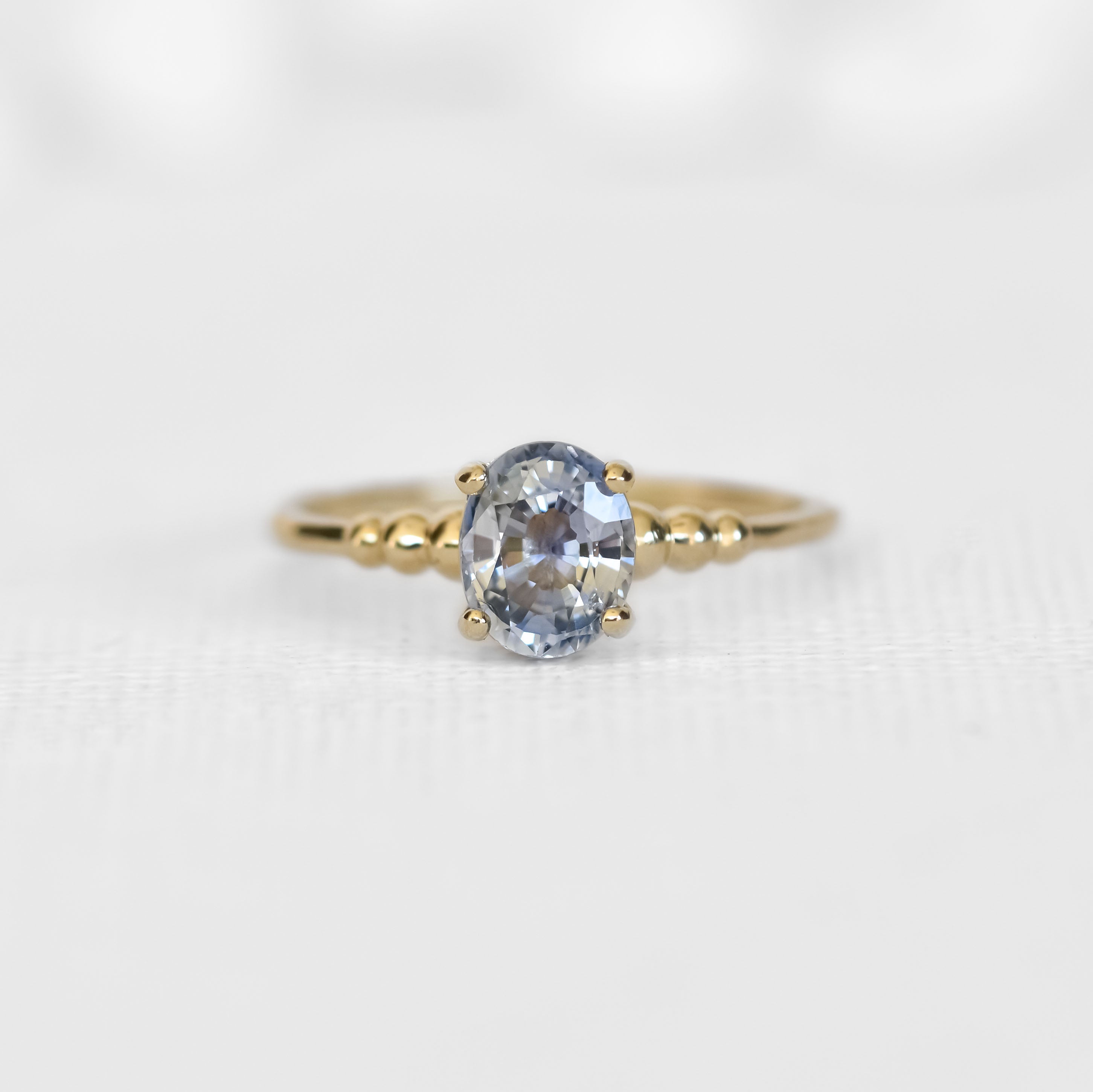 Gradient Ball Engagement Ring With Light Blue Sapphire 
