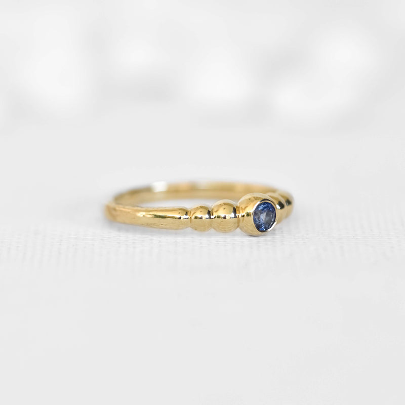 Gradient Ball Ring With Blue Sapphire