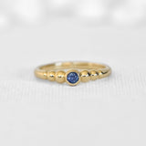 Gradient Ball Ring With Blue Sapphire 