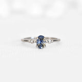 Triple Ball Ring With Bi Colore Yellowish Blue Sapphire