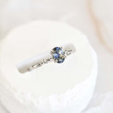 Triple Ball Ring With Bi Colore Yellowish Blue Sapphire