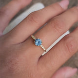 Round Light Ocean Blue Sapphire Ring