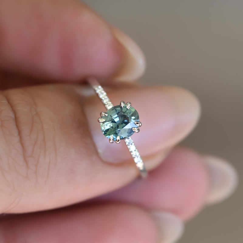 Oval Yellowish Blue & Green Sapphire Ring