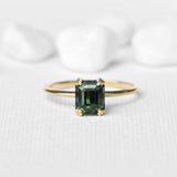Blue & Green Emerald Teal Sapphire Ring 