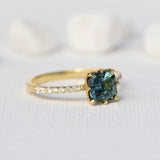 Emerald Blue & Green Teal Sapphire Solitaire Ring