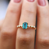 Distance Greenish Blue Emerald Tourmaline Ring