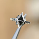 Kite Black Diamond Triangles Ring