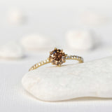 Round Champagne Solitaire Diamond Ring